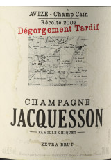 JACQUESSON AVIZE CHAMP CAIN Late Disgorgement Extra Brut 2002