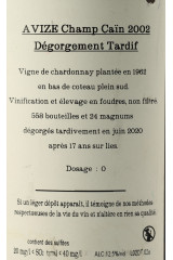 JACQUESSON AVIZE CHAMP CAIN Late Disgorgement Extra Brut 2002